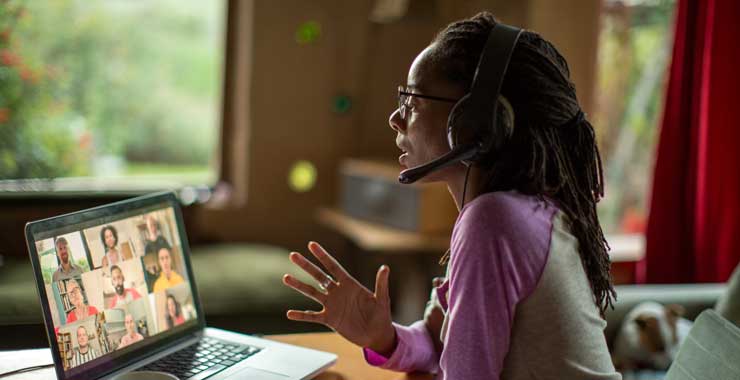 Woman on video conference call