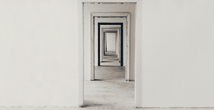 black and white doorways