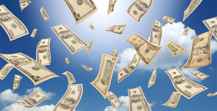 money floating in the sky