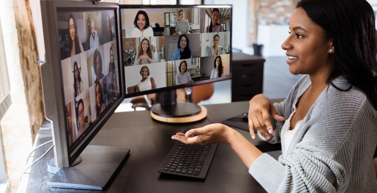 Woman participating in a Zoom call