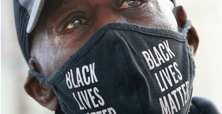 man wearing Black Lives Matter mask