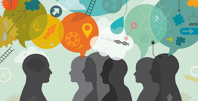 graphic representing people thinking all kinds of different things