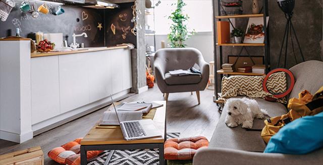 personal living space with laptop on a table