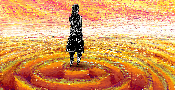 image of a woman standing in a maze