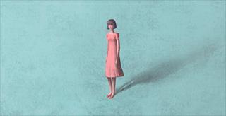 illustration of a young adult girl standing alone