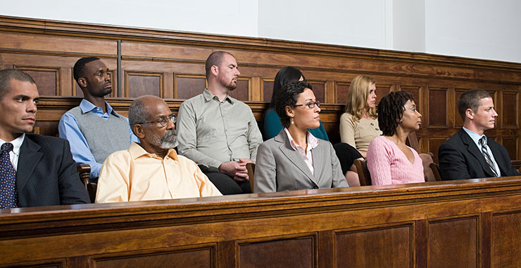 jurors in jury box during trial