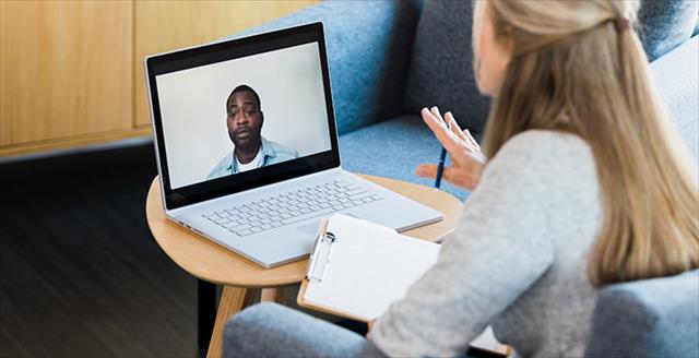patient and client in the middle of a telehealth appointment