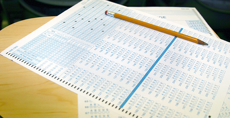 pencil and scantron sheet