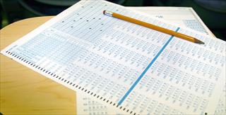 pencil and scantron sheet