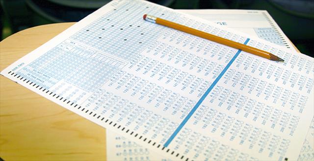 pencil and scantron sheet