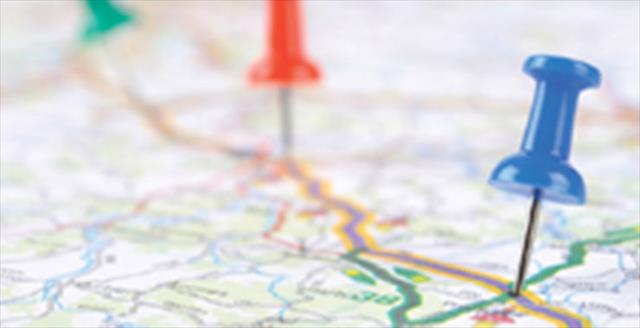 pushpins on a map