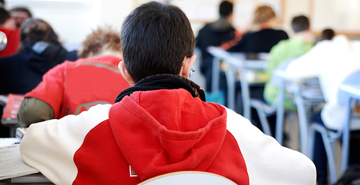 high school classroom with students sitting at desks
