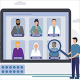 graphic showing faces of people participating in an online meeting