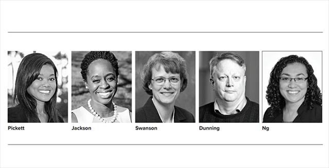 headshots of five psychologists highlighted in this month's column