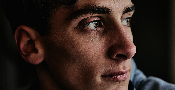 close up of face of teenage boy