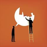 illustration depicting one person talking and another on a ladder painting over the conversation bubble