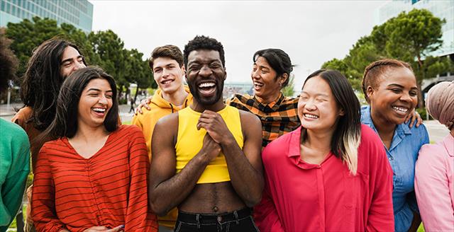 group of young people laughing