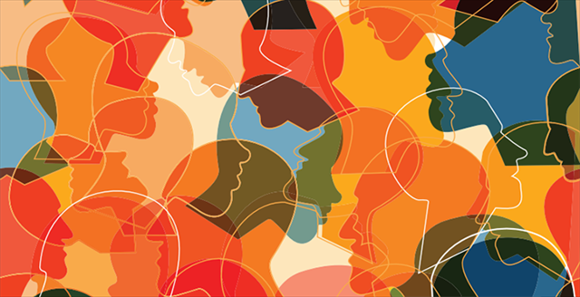 graphic depicting outlines of many different types of people