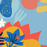 colorful abstract image of flowers and sun 