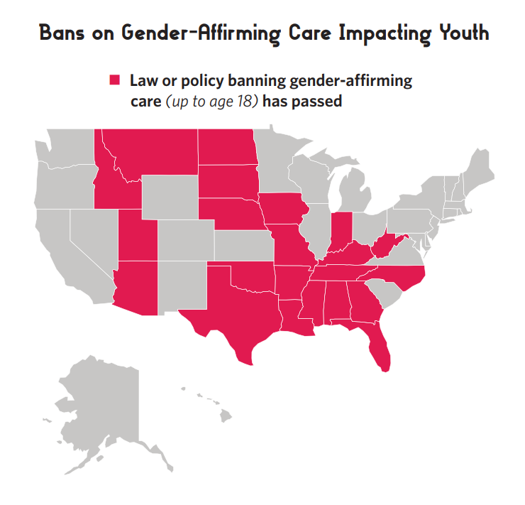 graph shown states with bans on gender-affirming care