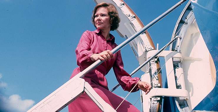 Rosalyn Carter boarding a plane