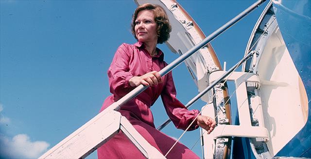 Rosalyn Carter boarding a plane