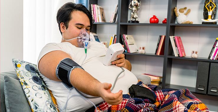 man wearing an oxygen mask