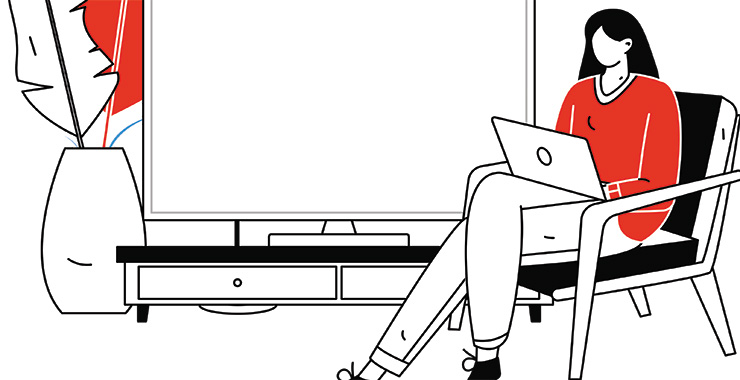 graphic of woman on a laptop