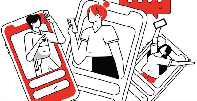 graphic of people on cell phones