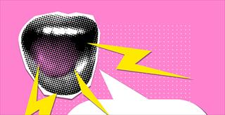 abstract art of mouth yelling