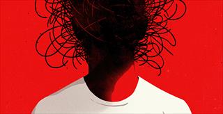 graphic of a person who's head is a jumble of lines