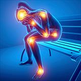 graphic showing bright spots at joints where a person might be in pain