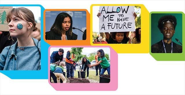 collage of youth working to support environment
