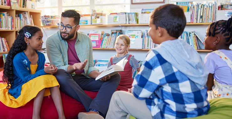 teacher reading to children