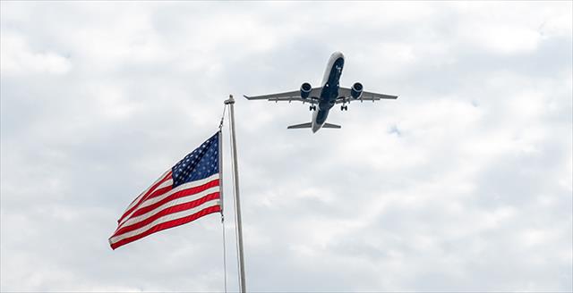 airplane and american flag