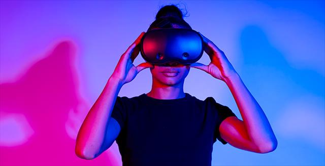 person using virtual reality glasses