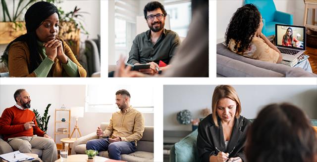 collage of psychologists and patients