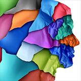 graphic of head made of of colored papers