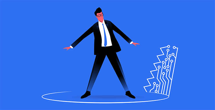 graphic of man on a tightrope