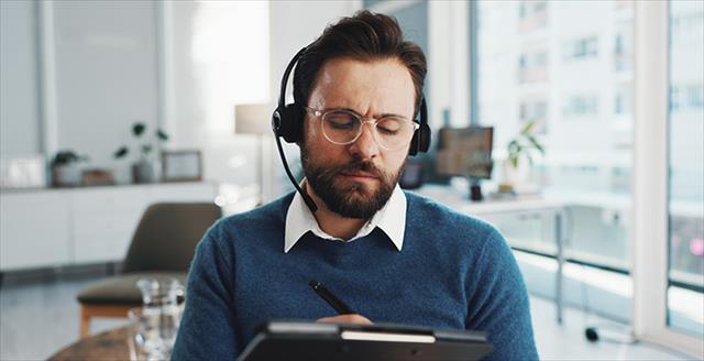 man wearing headset