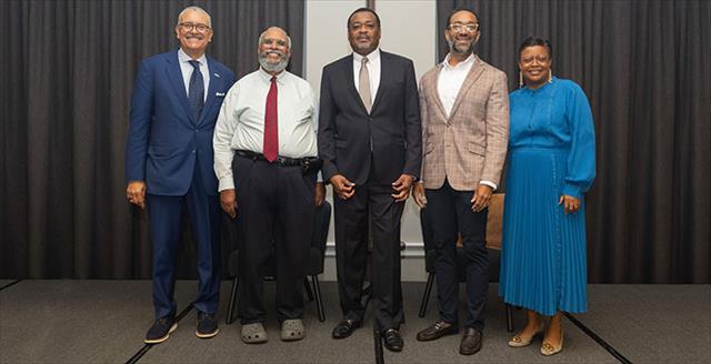 The coalition of CEOs and masterminds of the inaugural Black Boys and Men Mental Health Summit at College Park, Maryland in July (from left to right): Daniel H. Gillison Jr., CEO, National Alliance on Mental Illness; Dr. Georges C. Benjamin, CEO, American Public Health Association; Dr. Arthur C. Evans Jr., CEO, APA; Dr. Arthur Taft Parsons III, vice president and chief psychiatric officer, CVS Health; Dr. Marketa Wills, CEO, American Psychiatric Association.