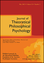 Cover of Ethics in Psychology: Historical and Philosophical Grounding (special issue of Journal of Theoretical and Philosophical Psychology, May 2015)