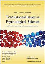 Cover of Understanding, Using, and Communicating Quantitative Methods (special issue of Translational Issues in Psychological Science, December 2018)