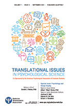 Cover of Psychology and Virtual Reality (special issue of Translational Issues in Psychological Science, September 2021)