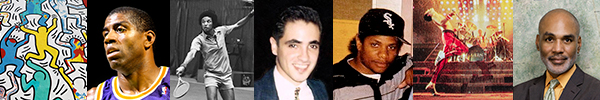 Some of the notable artists, singers, athletes, advocates and actors affected by the HIV/AIDS epidemic during the 90s. Magic Johnson photo by [copyright held by Steve Lipofsky] [GFDL (http://www.gnu.org/copyleft/fdl.html) or CC BY-SA 3.0 (http://creativecommons.org/licenses/by-sa/3.0)], via Wikimedia Commons, Arthur Ashe photo by Bogaerts, Rob / Anefo [CC BY-SA 3.0 nl (http://creativecommons.org/licenses/by-sa/3.0/nl/deed.en)], via Wikimedia Commons, Pedro Zamora photo by Callelinea at the English language Wikipedia [GFDL (http://www.gnu.org/copyleft/fdl.html), CC-BY-SA-3.0 (http://creativecommons.org/licenses/by-sa/3.0/) or Public domain], via Wikimedia Commons, Eazy E photo by Edward Paul Reyes - We Want Eazy! Cropped from original., CC BY 2.0, https://commons.wikimedia.org/w/index.php?curid=11123203