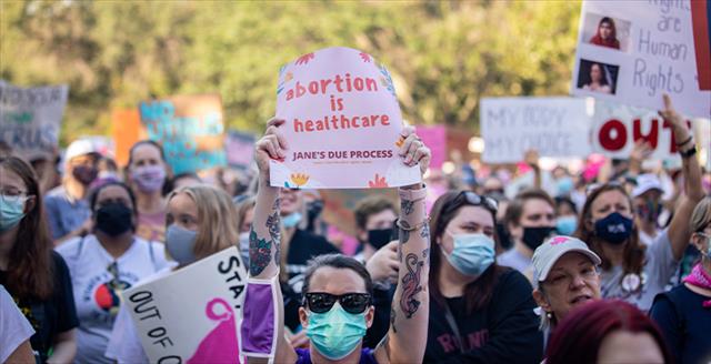 people at abortion rights demonstration