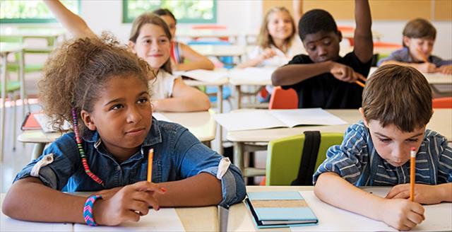 school kids in classroom
