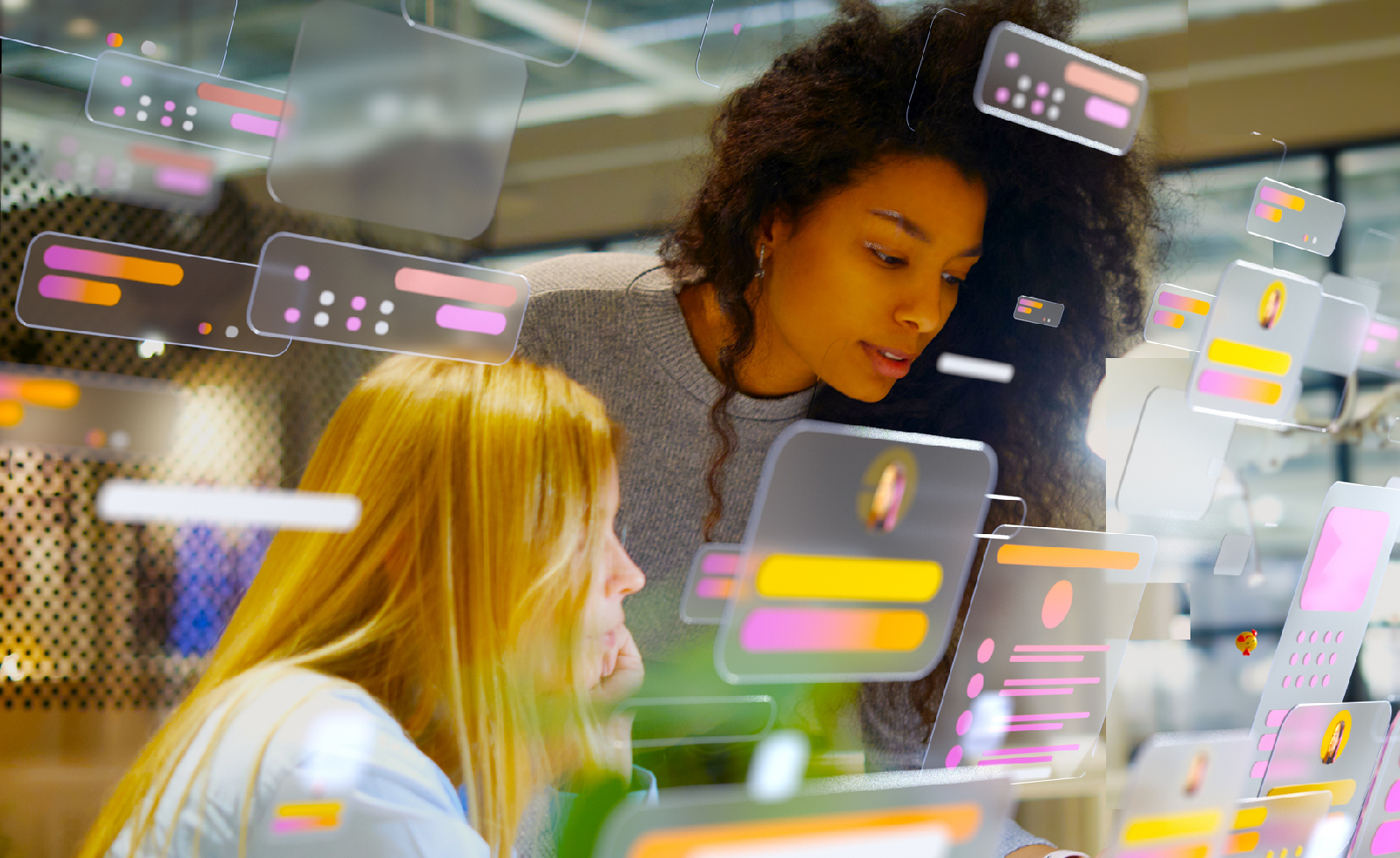 young women working with technology