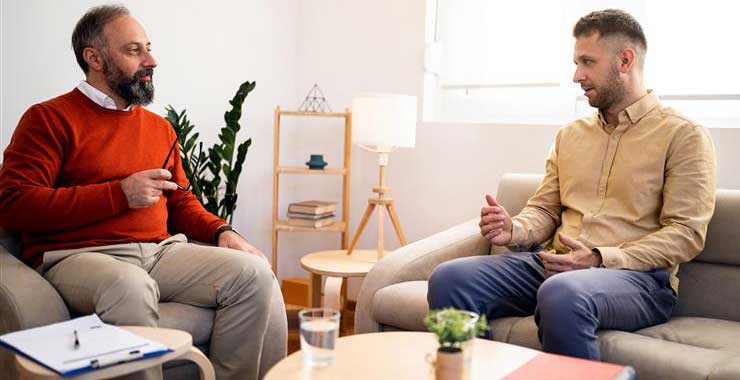 client and professional talking