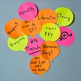 women's day and gender equality concepts written on sticky notes